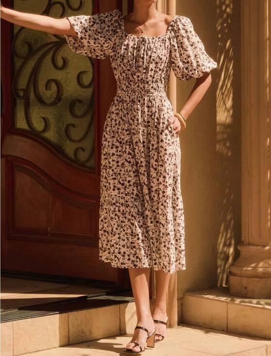 ODDI Dresses & Skirts - NEW ODDI ditsy flower printed midi dress in white black combo
